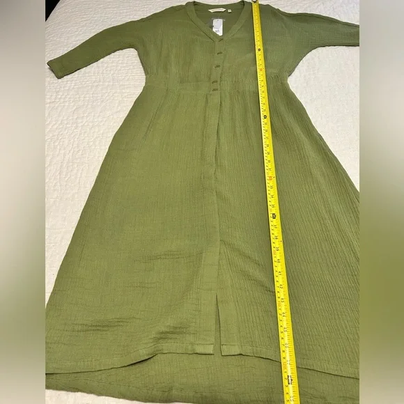 NWT SOFT SURROUNDINGS Drina Gauze Button Front Midi Dress Fern‎ Green Sz Medium - Picture 6 of 12
